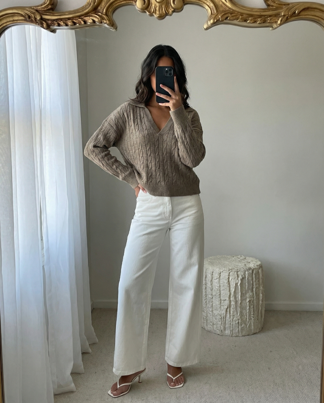 Cable Knit V-Neck Sweater