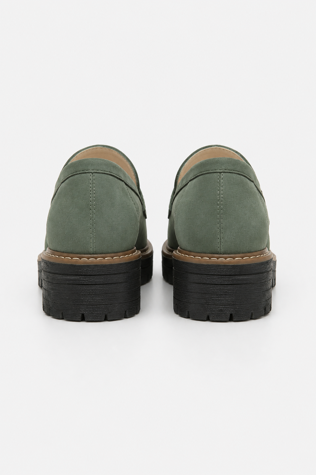 Chunky Suede Penny Platform Loafers