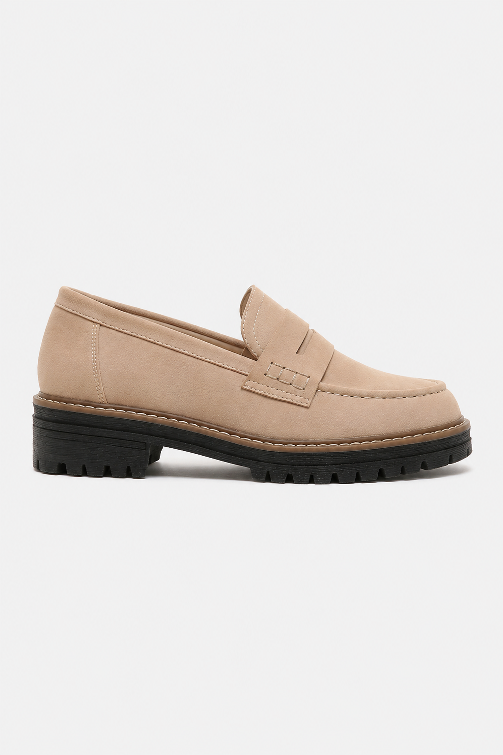 Chunky Suede Penny Platform Loafers
