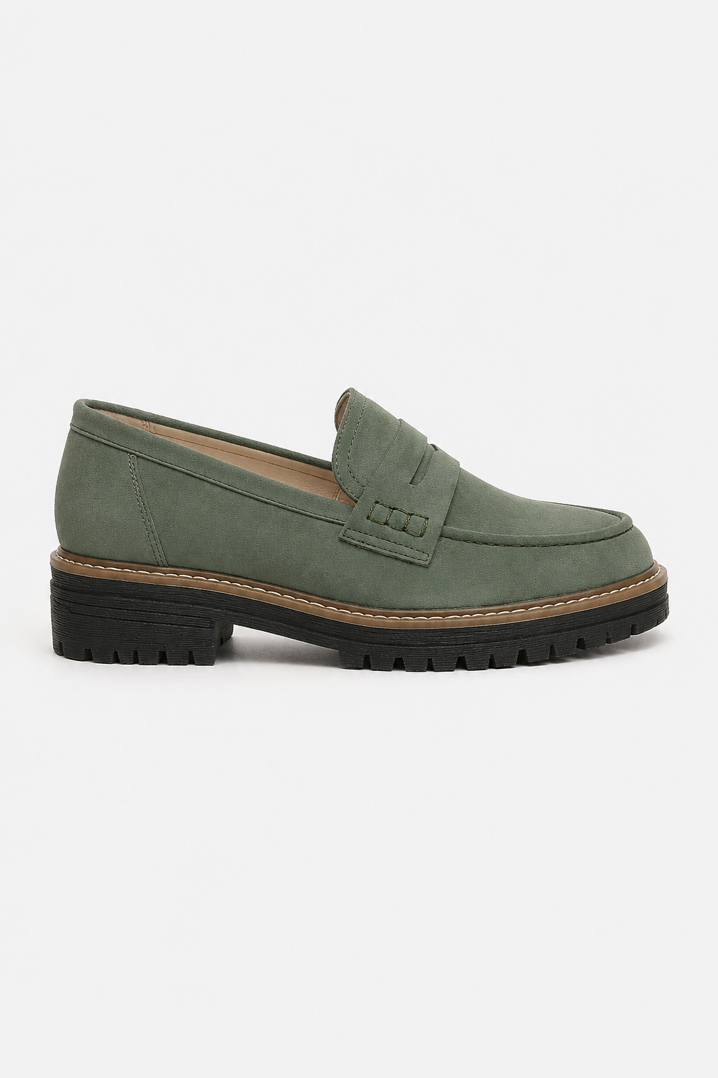Chunky Suede Penny Platform Loafers