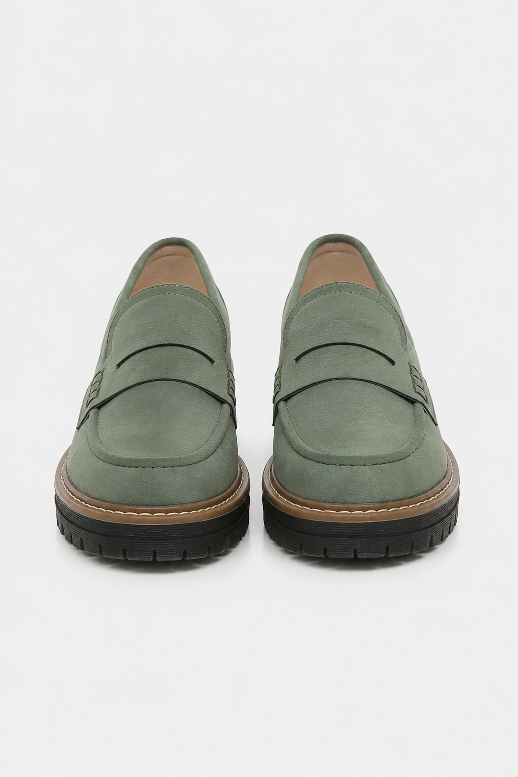 Chunky Suede Penny Platform Loafers