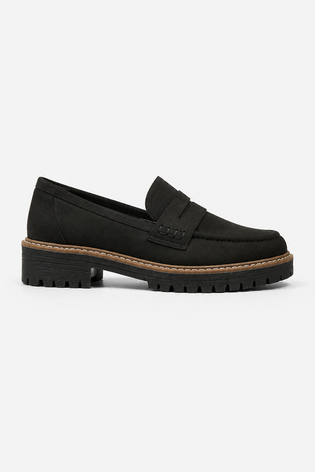 Chunky Suede Penny Platform Loafers
