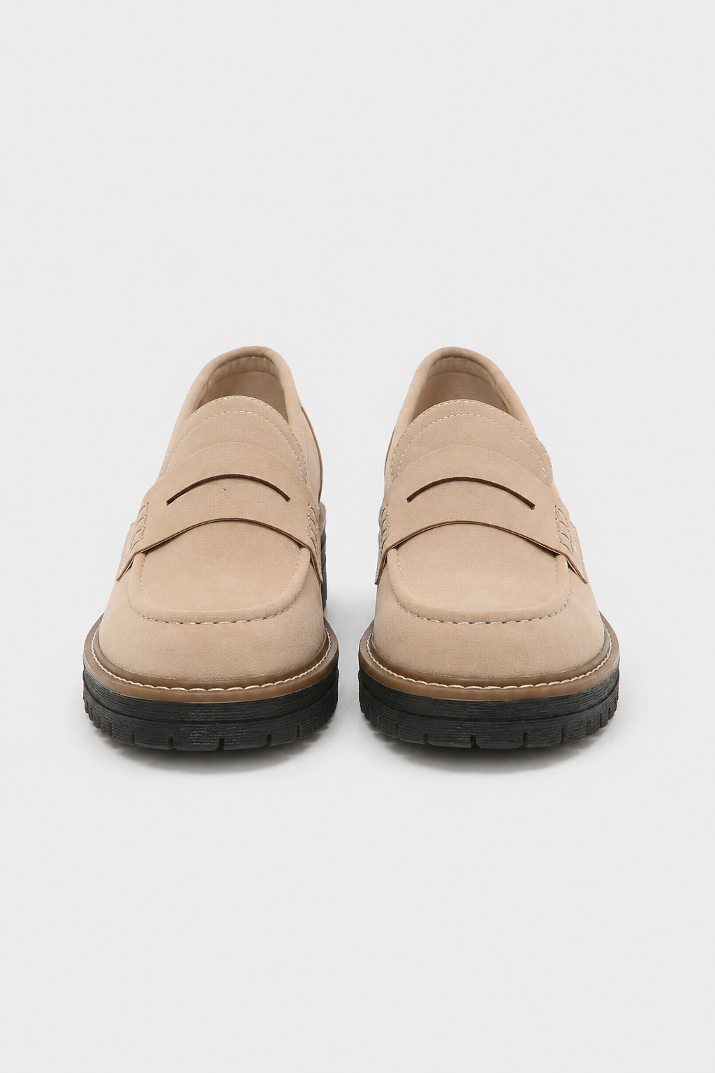 Chunky Suede Penny Platform Loafers