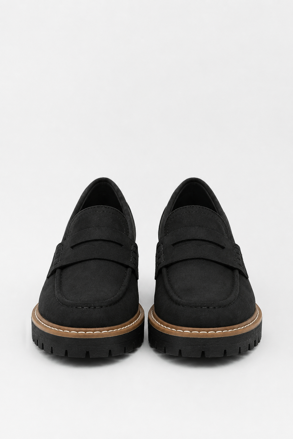 Chunky Suede Penny Platform Loafers