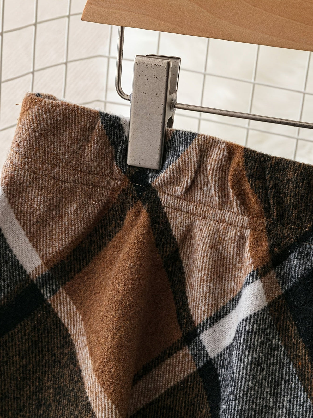 Flowing Checked Plaid A-Line Skirt