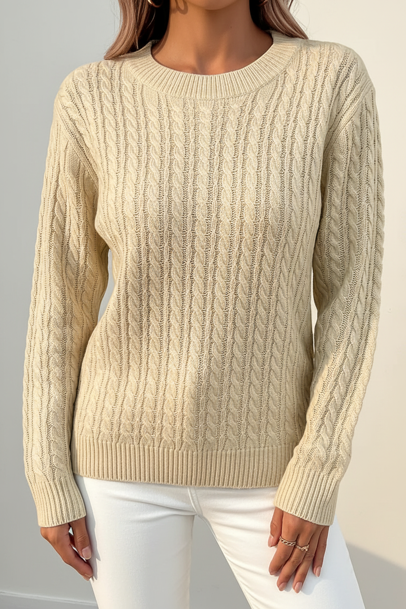 Cable Knit Crew Neck Sweater
