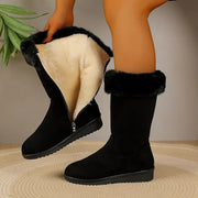 Embossed Leather Winter Ankle Boots