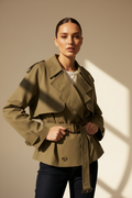 Cropped Belted Trench Coat