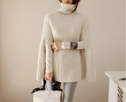 Women's Cape Turtleneck Jumper with Split Sleeves