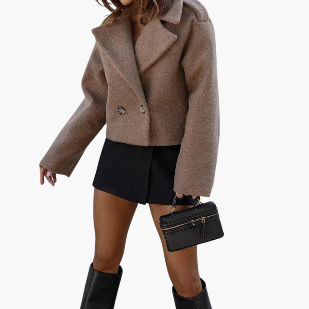 Cropped Woven Leather Jacket