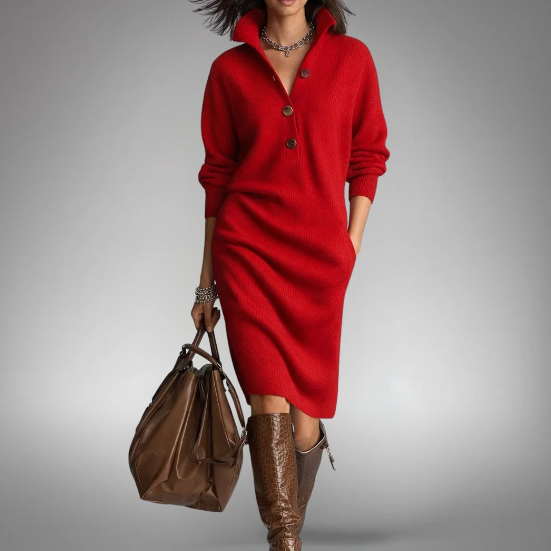 Sophisticated High Neck Midi Dress