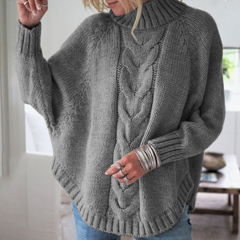 Women's Cable Knit Turtleneck Jumper Oversized Fit