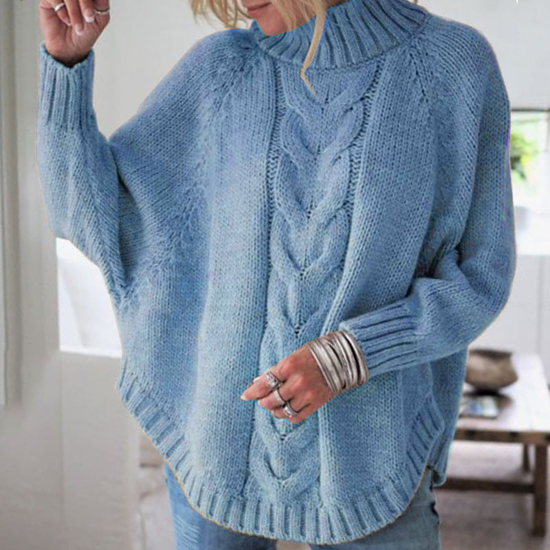 Women's Cable Knit Turtleneck Jumper Oversized Fit