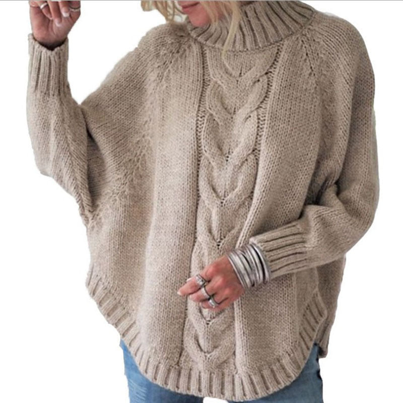Women's Cable Knit Turtleneck Jumper Oversized Fit