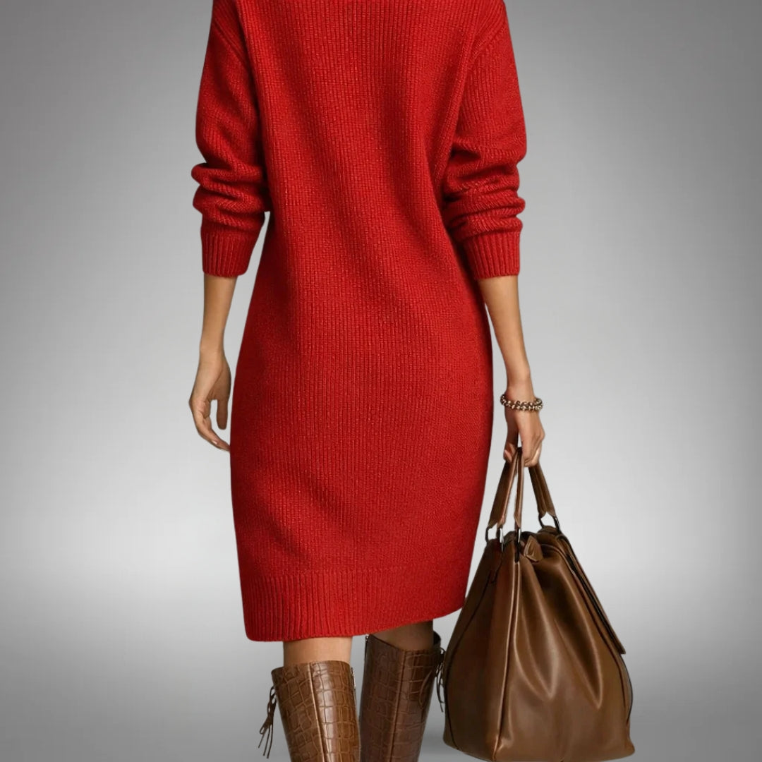 Sophisticated High Neck Midi Dress