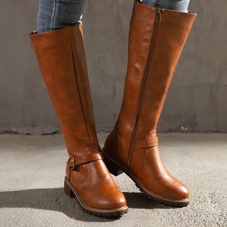 Knee High Faux Leather Riding Boots