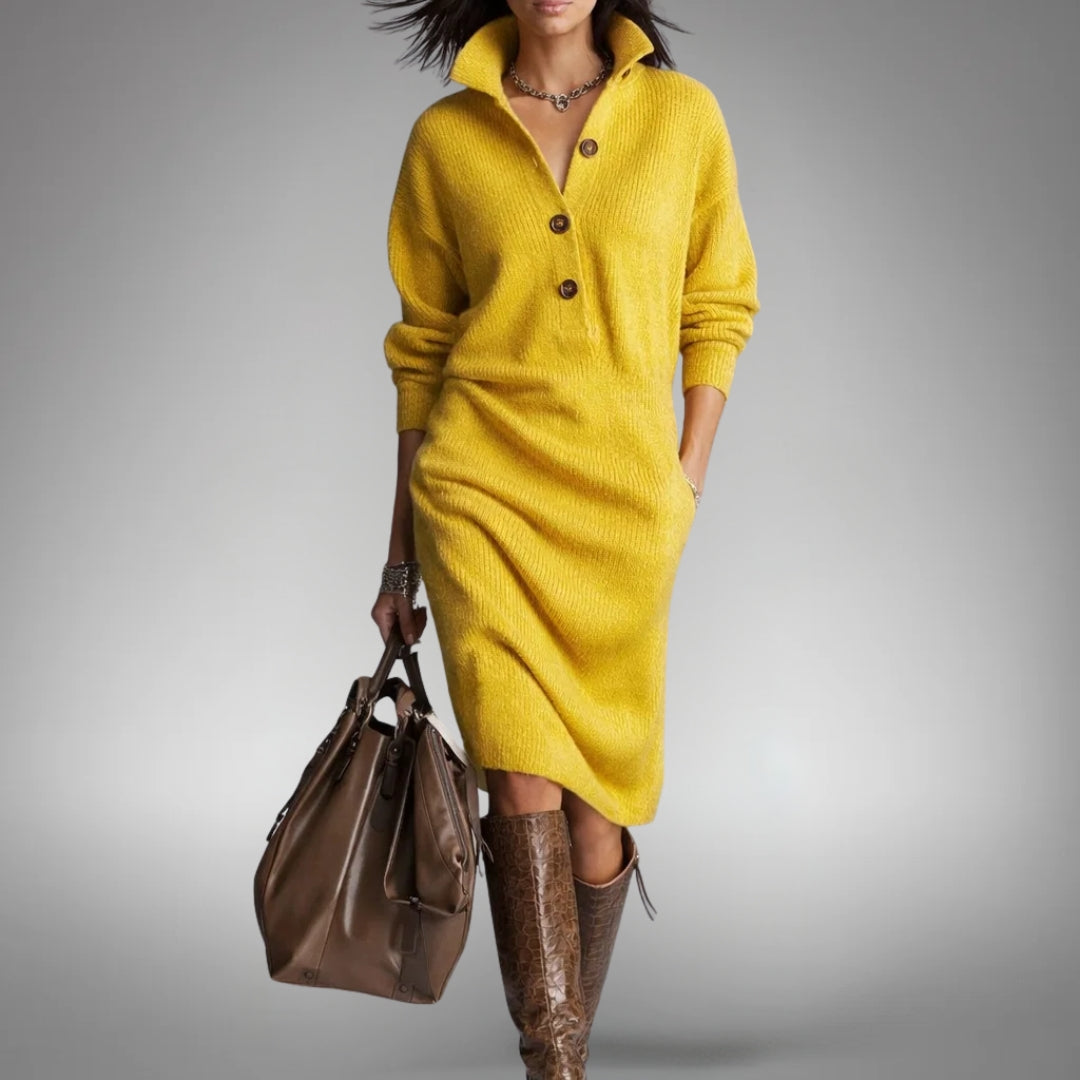 Sophisticated High Neck Midi Dress