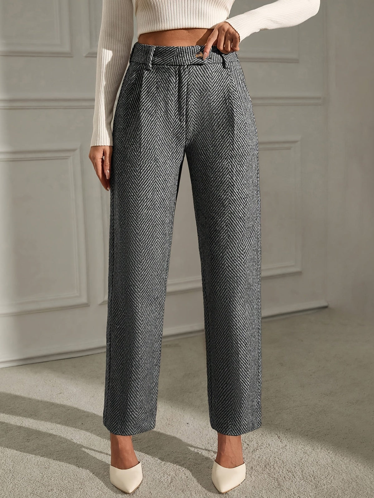 High Waist Straight Leg Trousers
