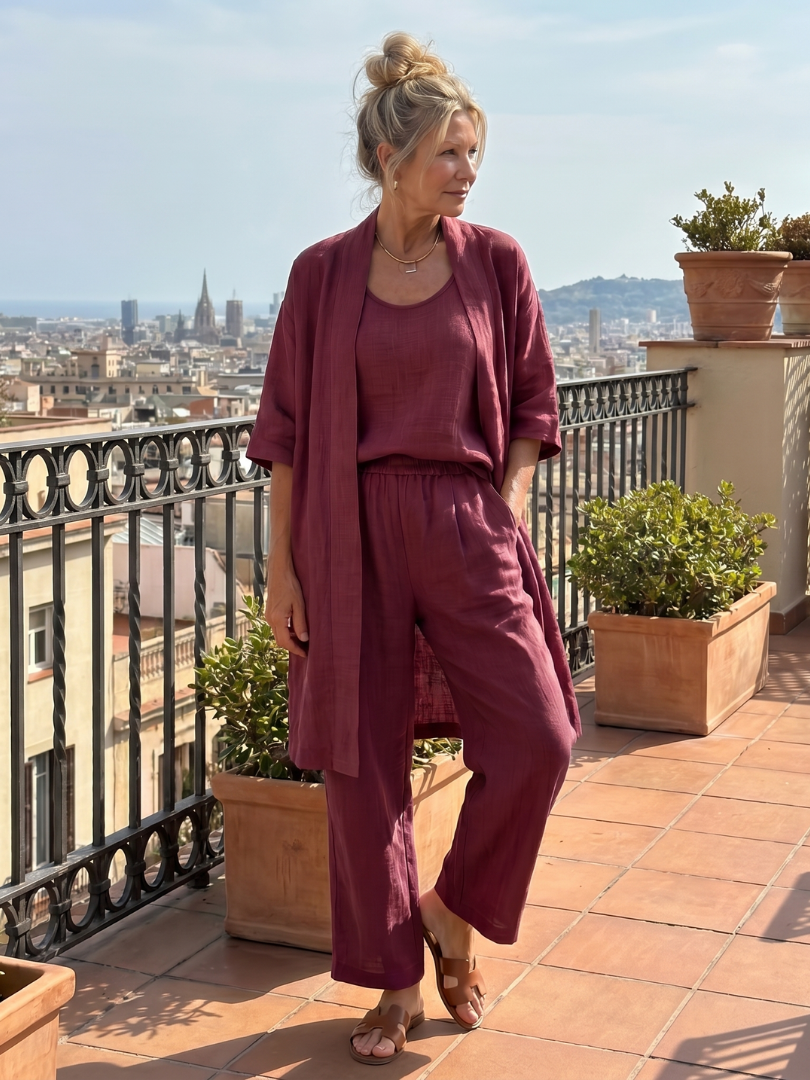 Three Piece Wide Leg Co-Ord Set