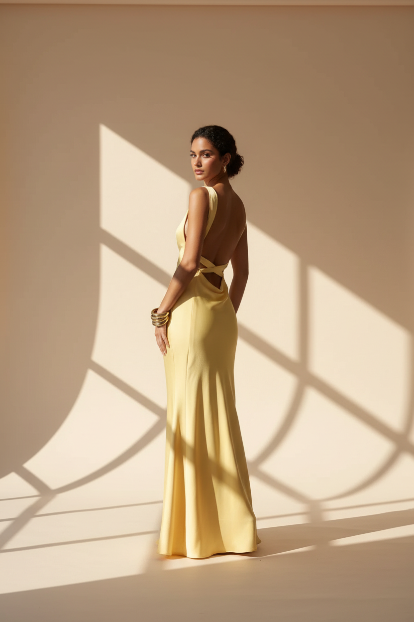 Backless V-Neck Maxi Dress
