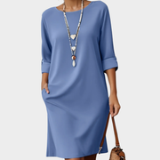 Comfortable Round Neck Midi Dress