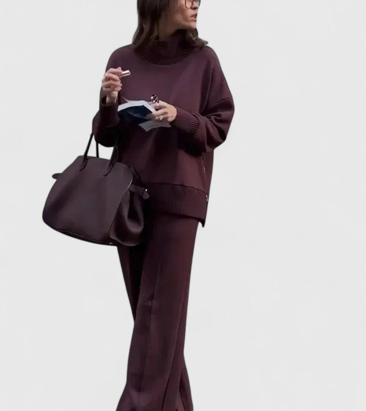 High Neck Knit Wide Leg Set
