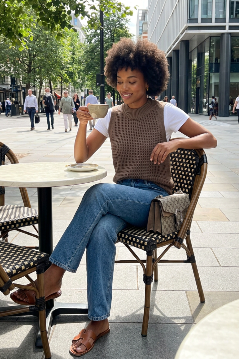 Chunky Knit Sleeveless Crew Jumper