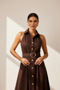 Belted Cotton Midi Dress