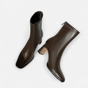 Square Toe Block Heel Ankle Boots