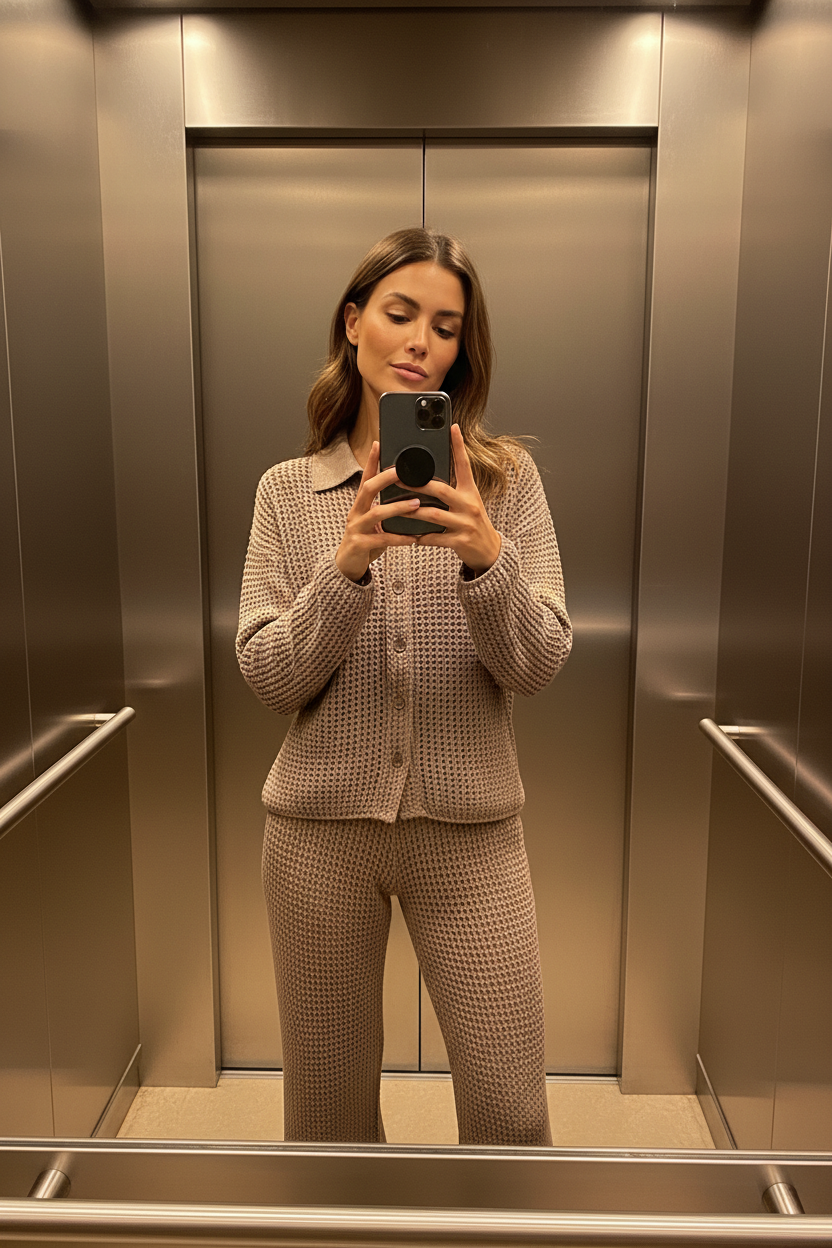 Cotton Crochet Knit Trousers