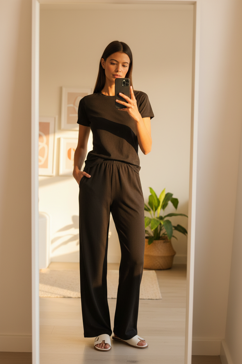 Brown Linen Blend Trousers