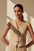 Tailored Linen Blend Waistcoat