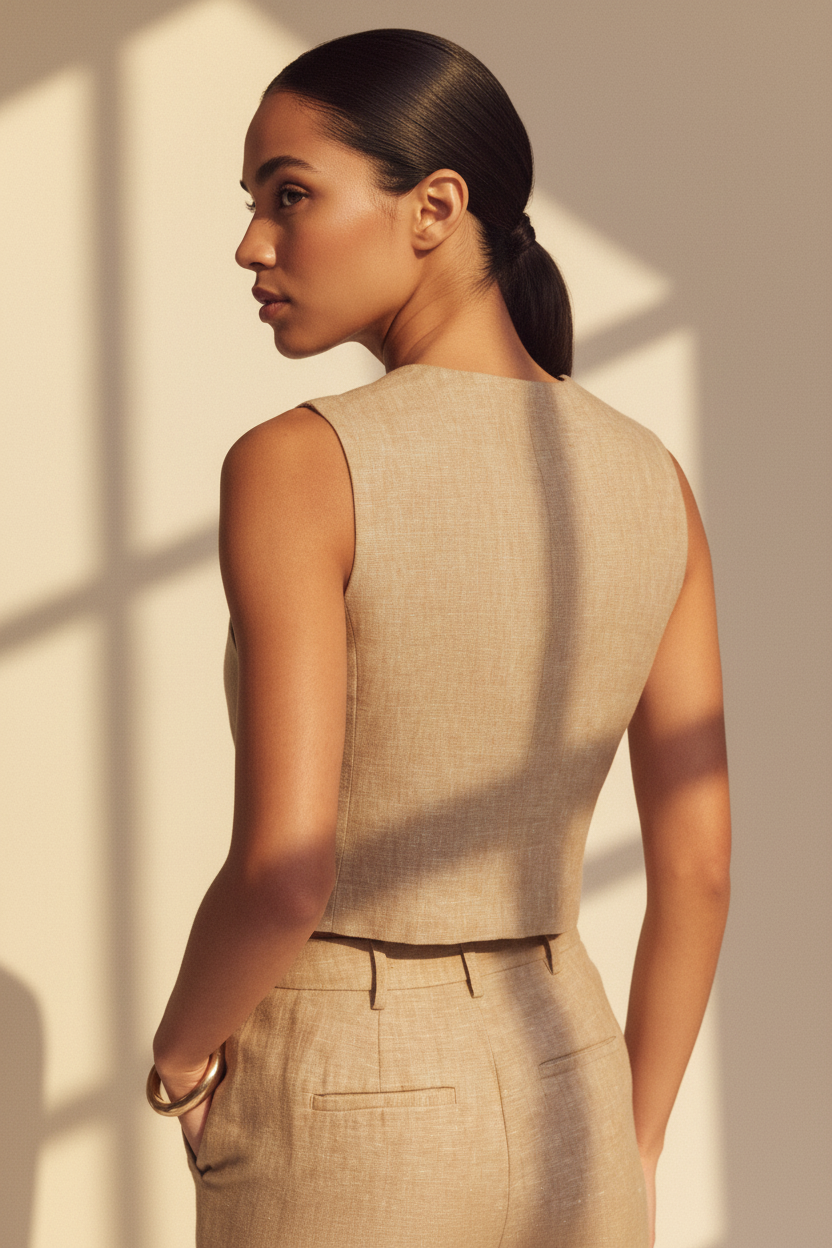 Tailored Linen Blend Waistcoat