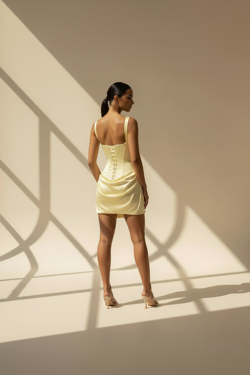 Satin Draped Mini Dress