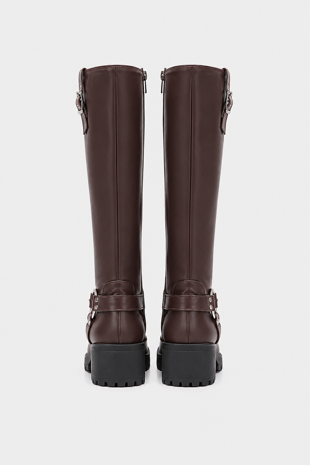 Knee High Buckle Biker Boots