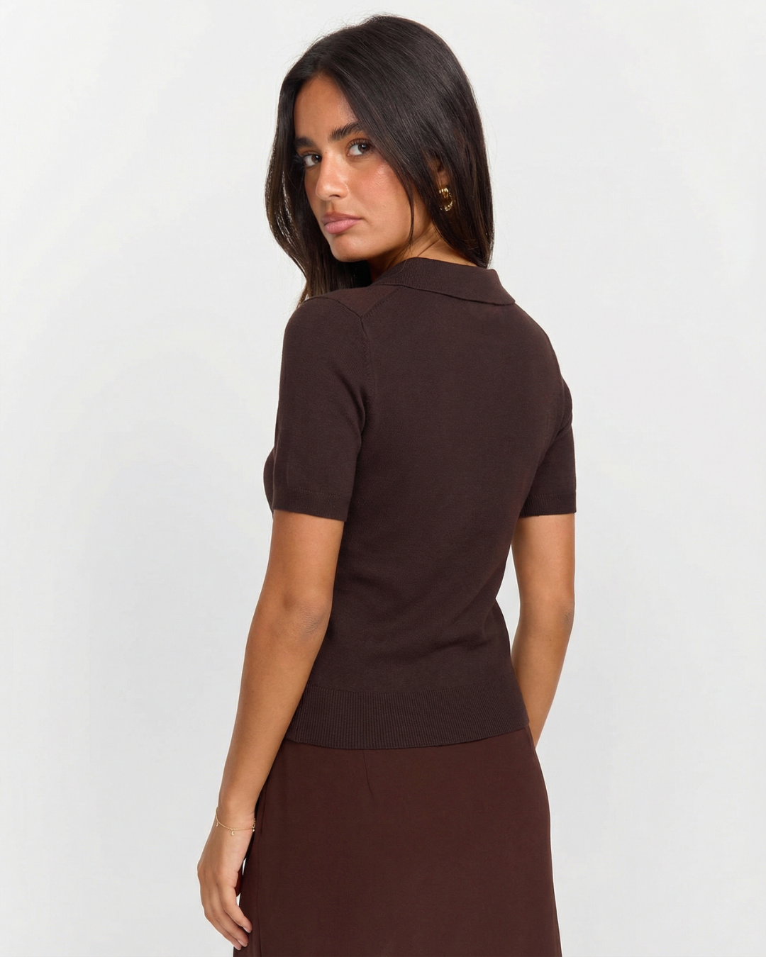Button Front Fitted Knit Top