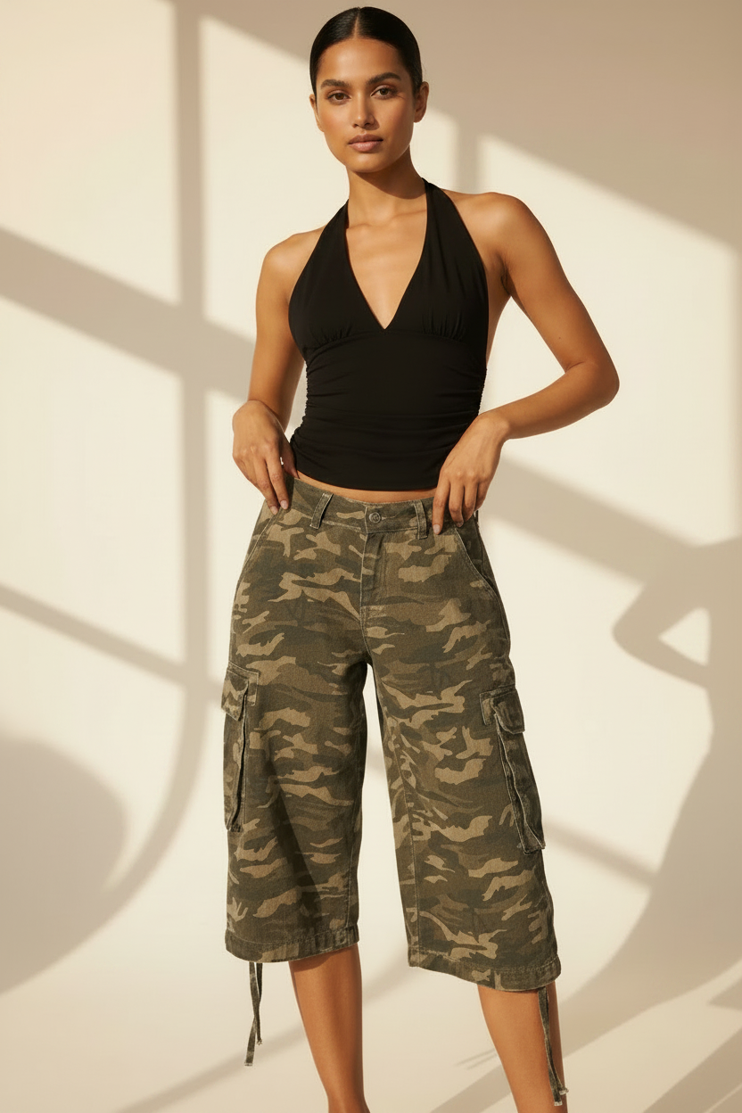 Camouflage Cargo Longline Shorts