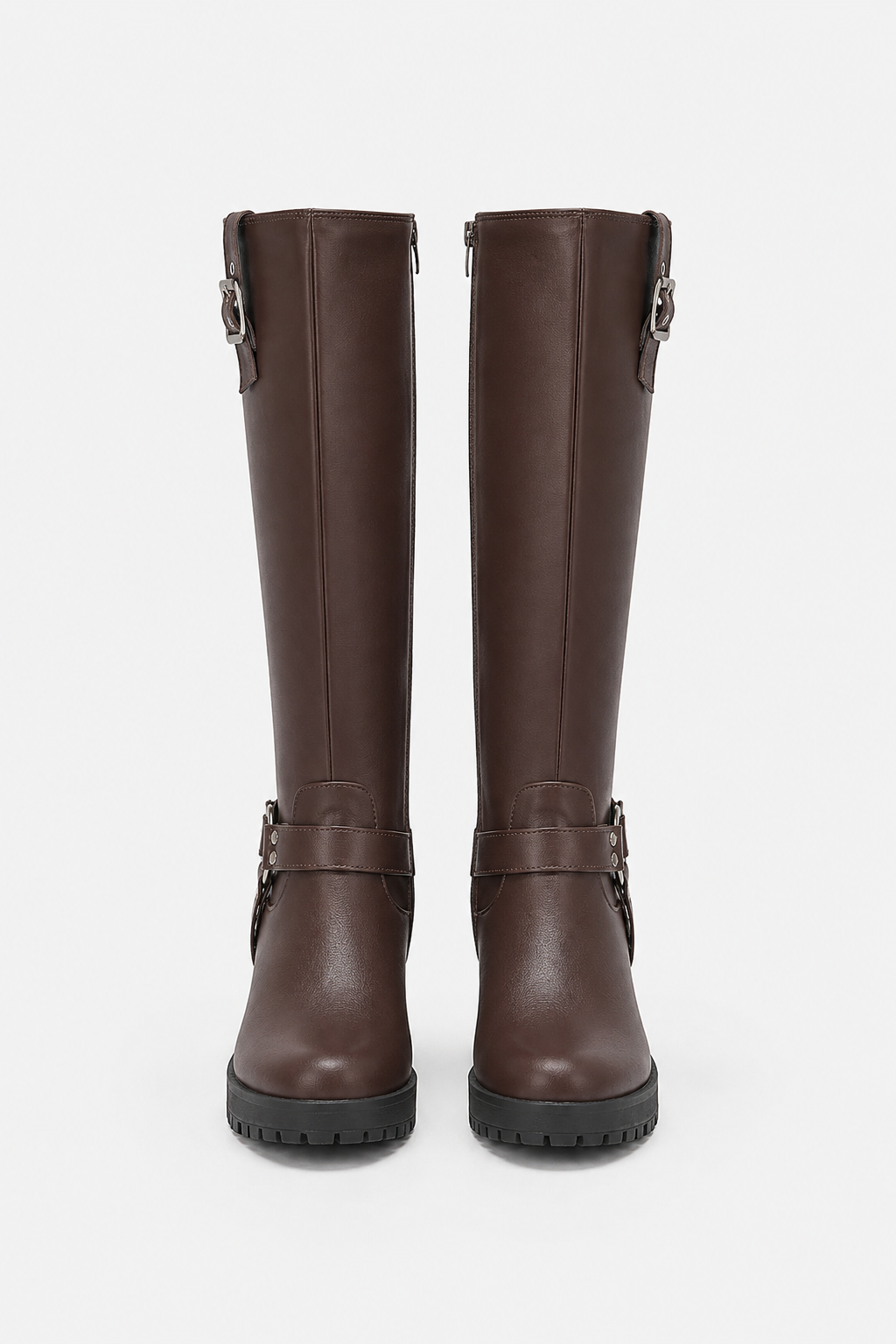Knee High Buckle Biker Boots