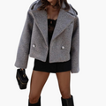 Cropped Woven Leather Jacket