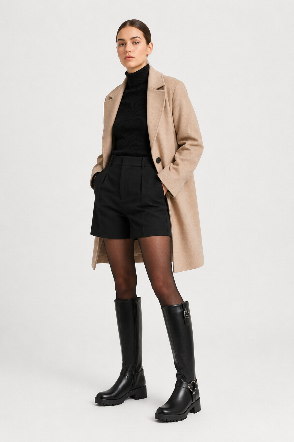 Knee High Buckle Biker Boots