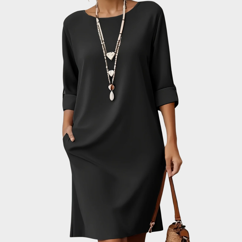 Comfortable Round Neck Midi Dress