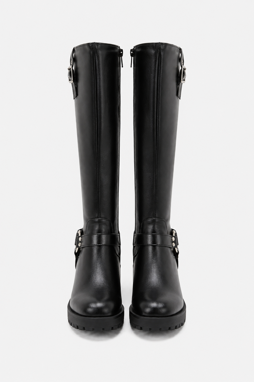 Knee High Buckle Biker Boots