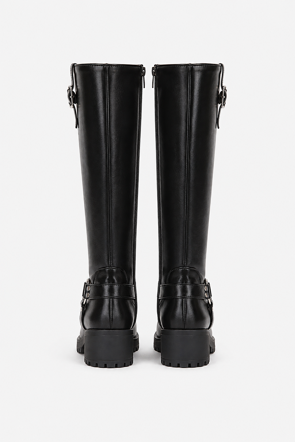 Knee High Buckle Biker Boots