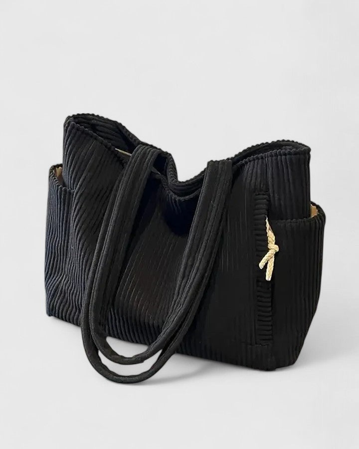 Ribbed Cord Detail Tote Bag