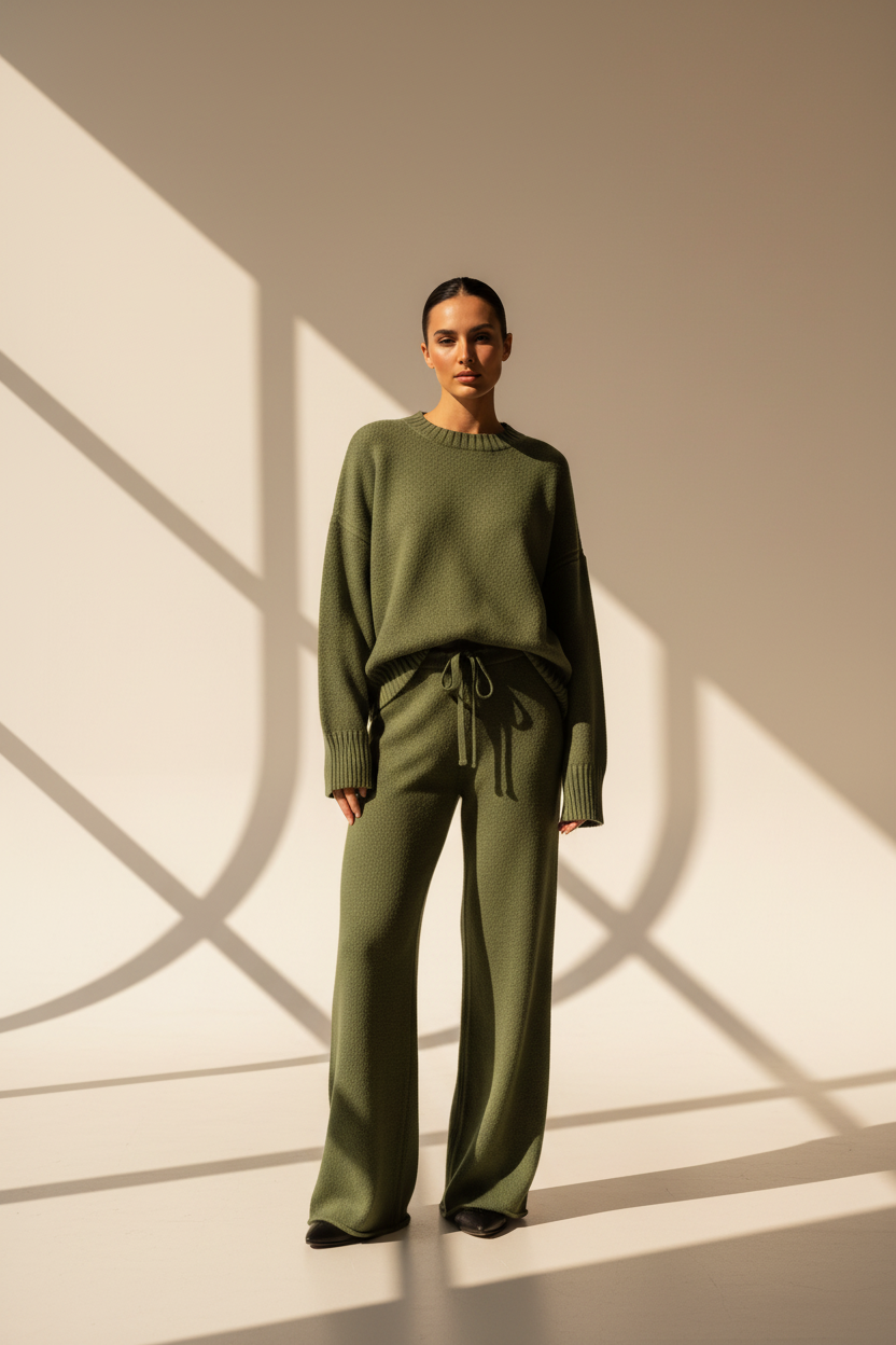 Knit Sweater Wide Leg Co-Ord Set