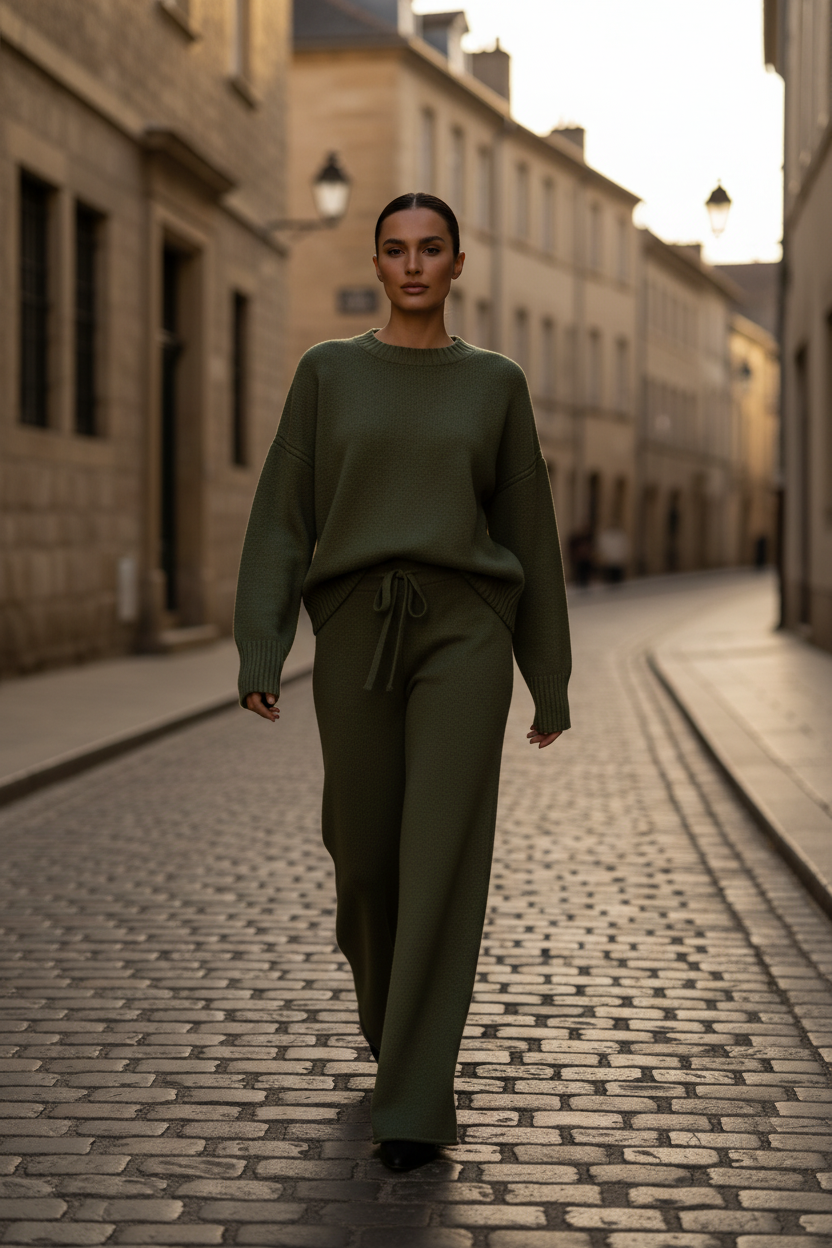 Knit Sweater Wide Leg Co-Ord Set