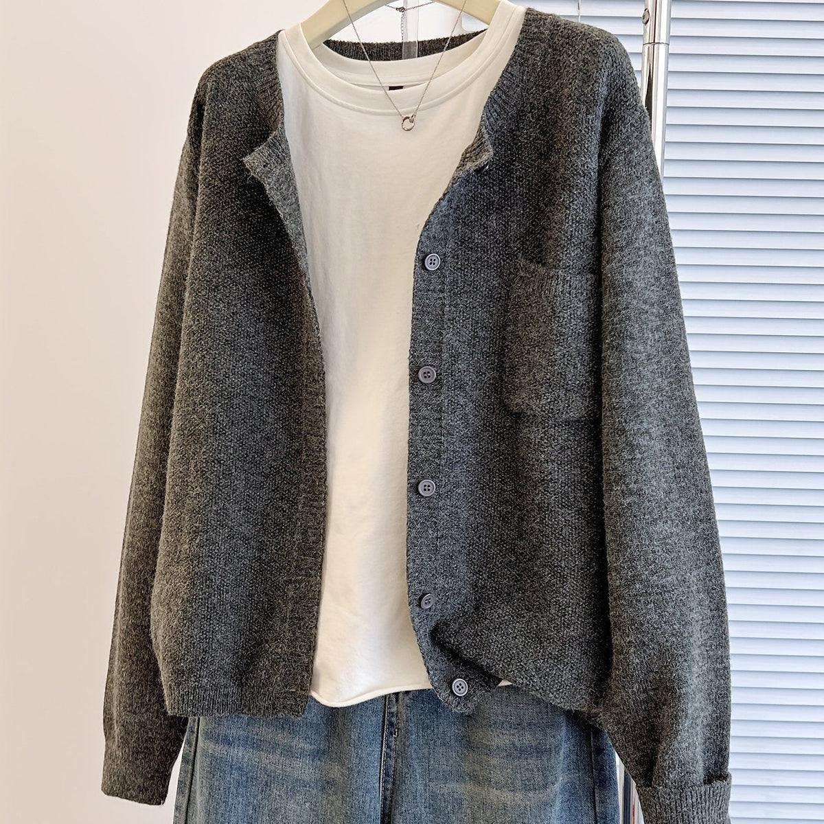 Classic Relaxed Button Front Cardigan
