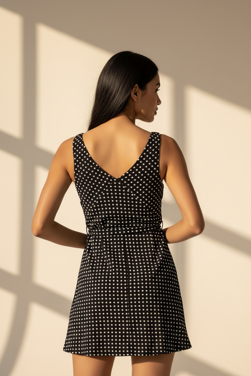Tie Back Polka Dot Mini Dress
