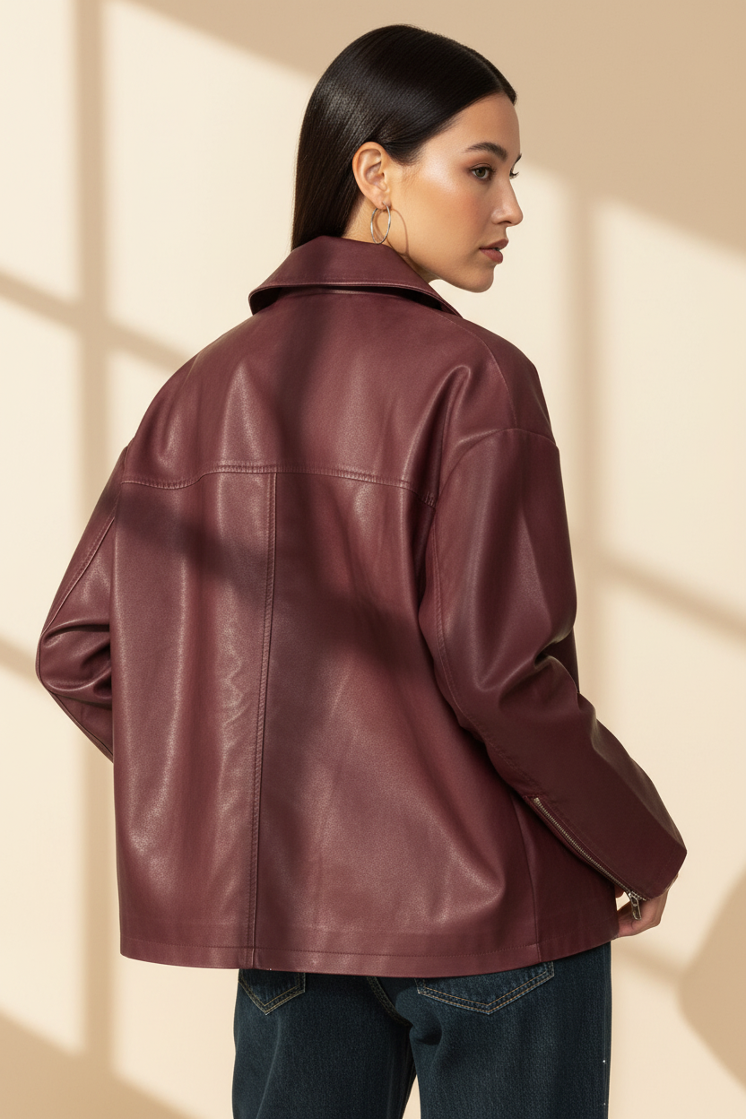Oversized Faux Leather Jacket