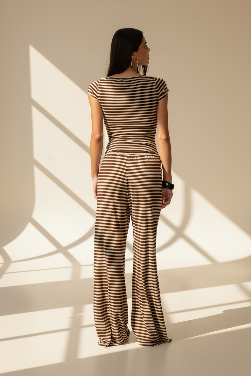 Striped Wide Leg Trousers